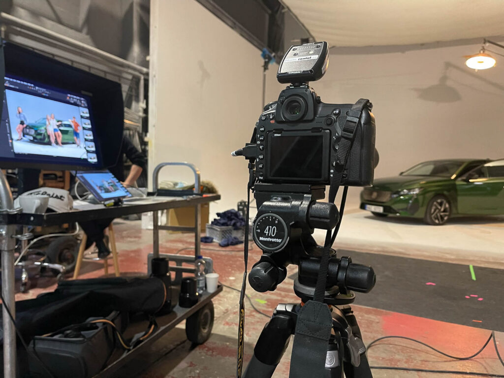 Professional camera rig prepared for a commercial photo and video production